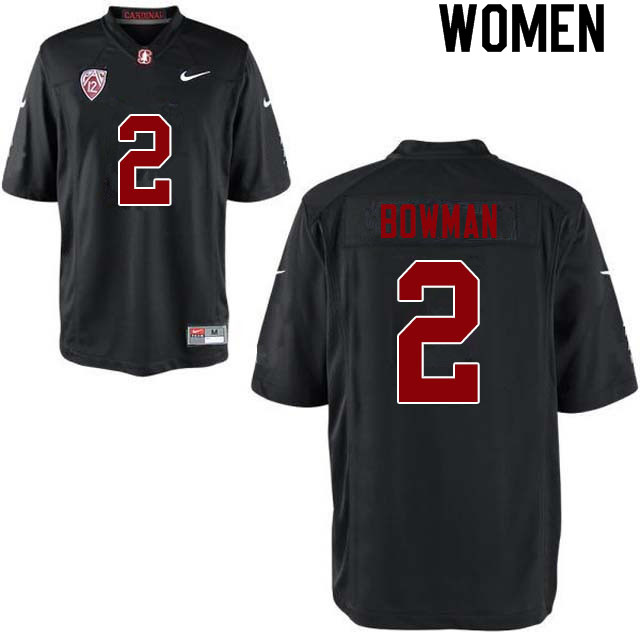 Women #2 Colby Bowman Stanford Cardinal College Football Jerseys Sale-Black - Click Image to Close